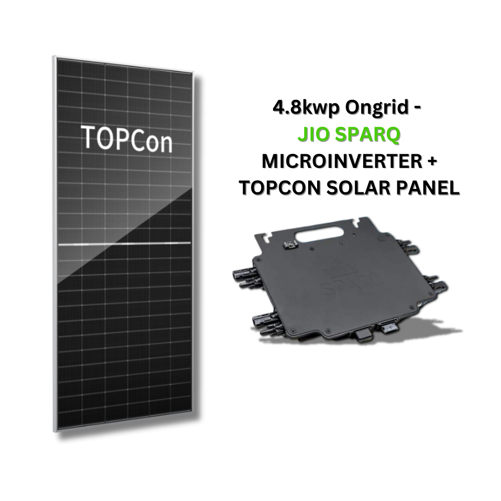 Topcon Solar panel – JIO SPARQ microinverter – 4.8kwp Ongrid System