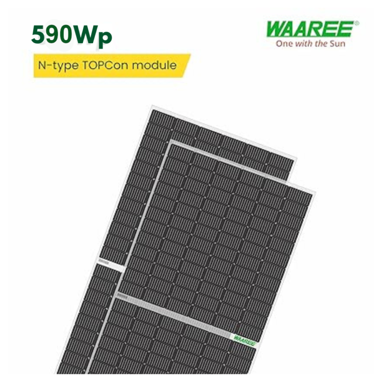 WAAREE 590Wp 24 Volts TOPCON N-Type Framed Dual Glass Bifacial Solar ...