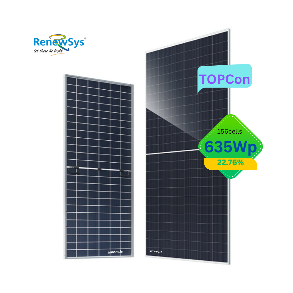 RenewSys 635Wp TOPCon Bifacial halfcut solar panel